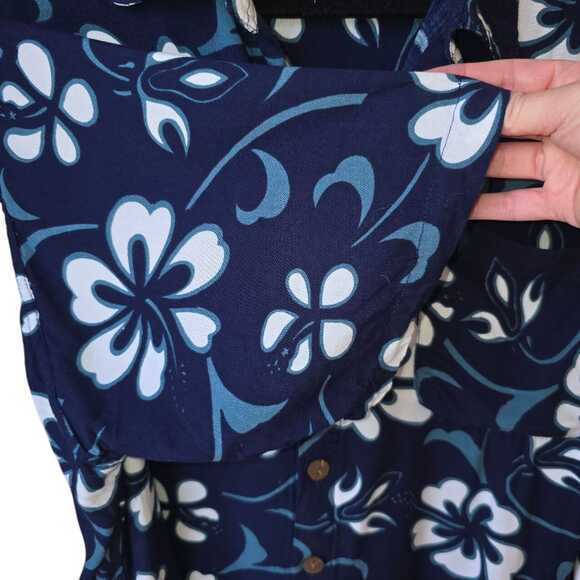 Dreamland Men's Hawaiian Shirt Size L Navy Handmade in Indonesia Rayon Vacation - Picture 4 of 7